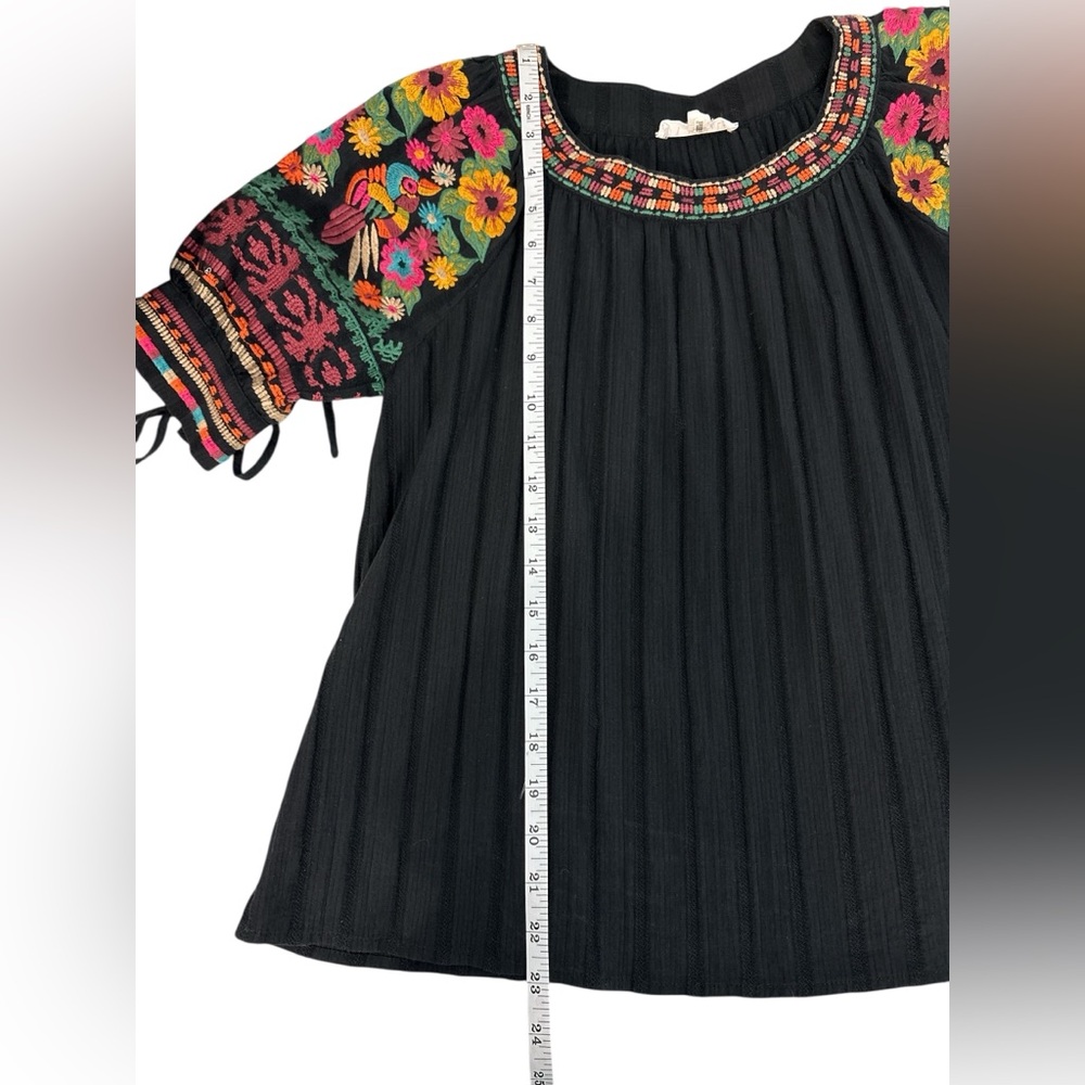 THML Embroidered Puff Sleeve Pleated Top Size Small - Picture 7 of 10